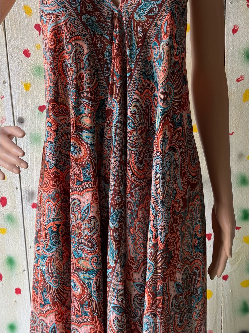 Women's Coral Paisley Maxi Dress